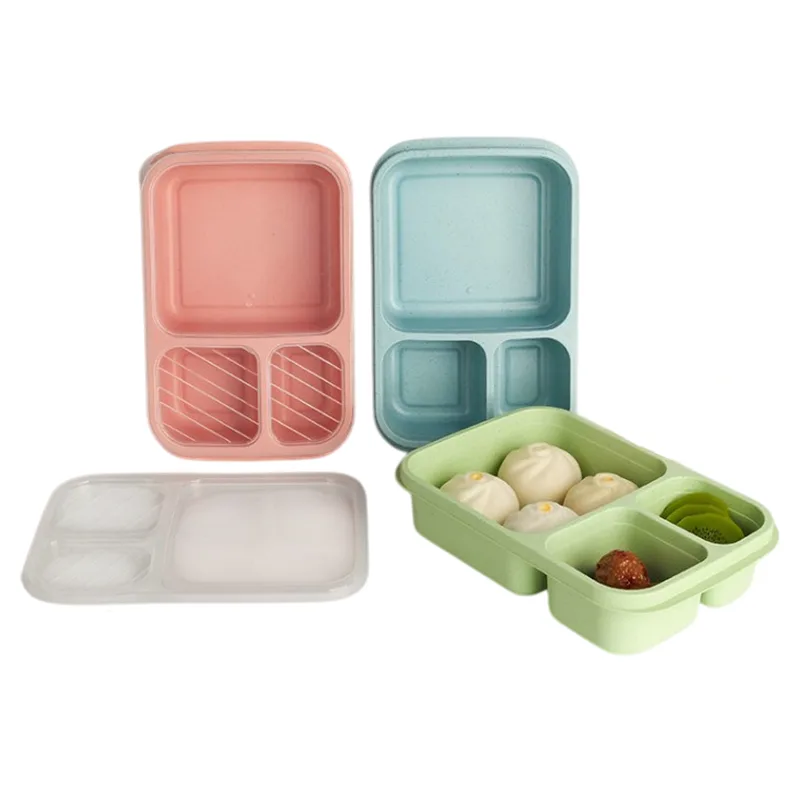 Custom 3 Grids Wheat Straw Lunch Box – product view