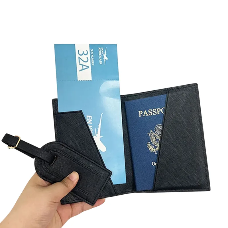 Custom PU Passport Holder and Luggage Tag Set – product view