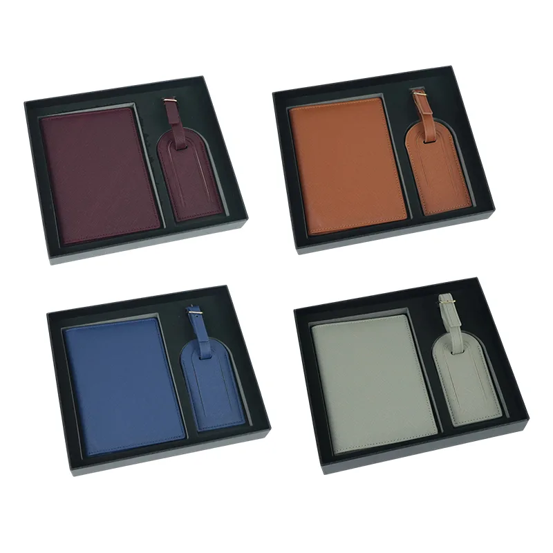 Custom PU Passport Holder and Luggage Tag Set – product view